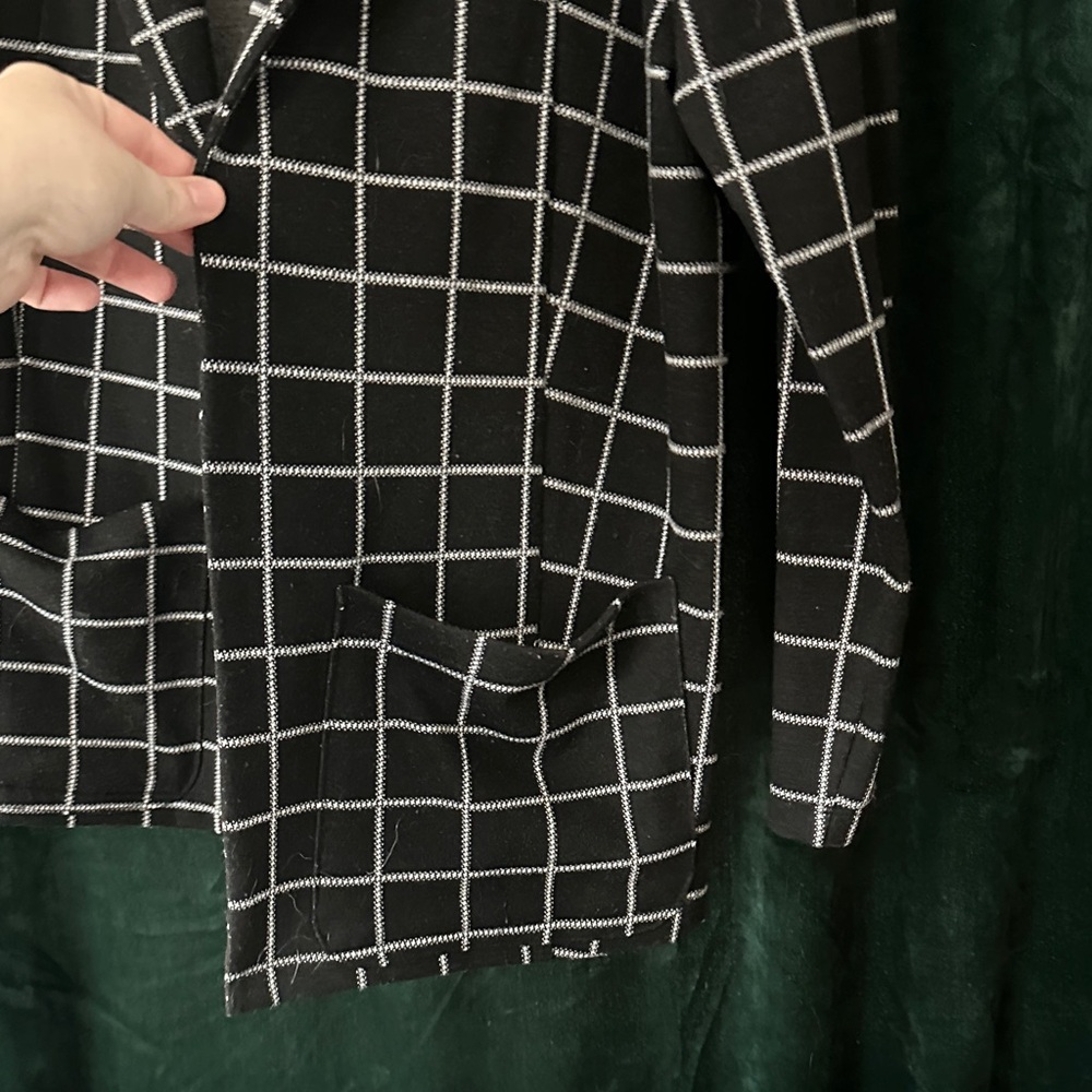 Black Windowpane Open-Front Jacket - image 3